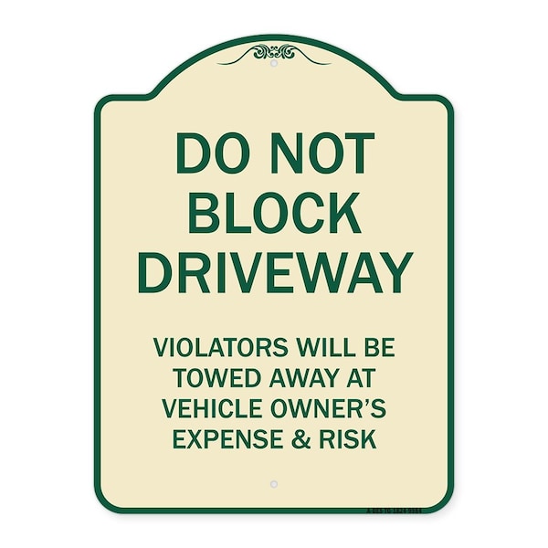 Designer Series-Do Not Block Driveway Violators Will Be Towed Away Vehicle, 24" x 18", TG-1824-9984